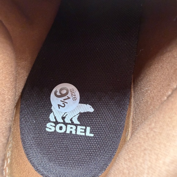 Sorel Evie Wedge Ankle Bootie Lace Waterproof Velvet Tan Suede Size 9.5 - Picture 6 of 7